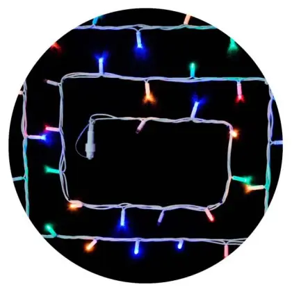 Уличная разноцветная LED гирлянда Delux EN STRING 100LED (90012974) 10м (2х5м) 20 мигающих диодов IP44 белый шнур Уличная разноцветная LED гирлянда Delux EN STRING 100LED (90012974) 10м (2х5м) 20 мигающих диодов IP44 белый шнур