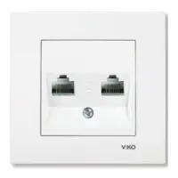 Розетка компьютерная двойная (2хRJ45 Cat5e) белая Karre