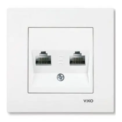 Розетка компьютерная двойная (2хRJ45 Cat5e) белая Karre Розетка компьютерная двойная (2хRJ45 Cat5e) белая Karre
