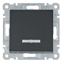 Универсальный выключатель Hager WL0223 Lumina 10АХ/230В с подсветкой (черный)