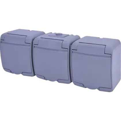 Розетка трехместная Eti Hermetics RHE-3s-SR с з/к IP54 серая (4668074)