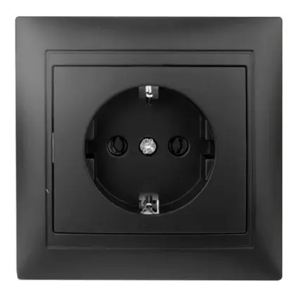 Розетка Elcor Emily 9215 (211649) с заземлением (черная)