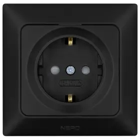 Розетка NE-AD ARAS 93-124-08-E с з/к и шторками черная