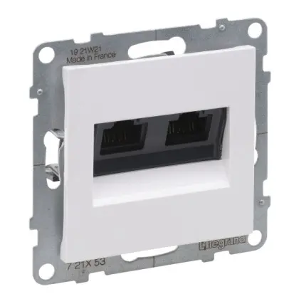 Двойная компьютерная розетка RJ45 Cat.6 UTP Legrand SUNO (белый) 721153