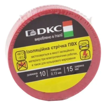 ПВХ изолента 0,13x15мм красная 10 метров DKC