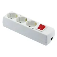 Колодка SEZ GN-370S WS BI на 3 гнезда с заземлением и выключателем