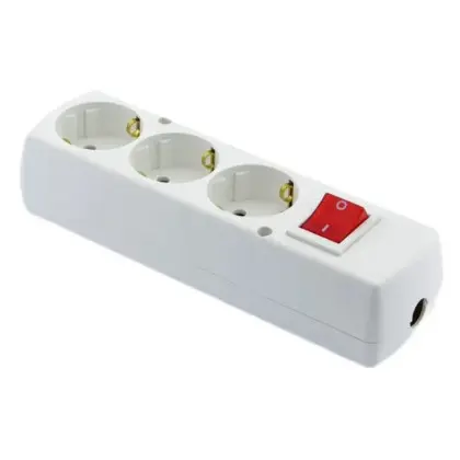 Колодка SEZ GN-370S WS BI на 3 гнезда с заземлением и выключателем Колодка SEZ GN-370S WS BI на 3 гнезда с заземлением и выключателем