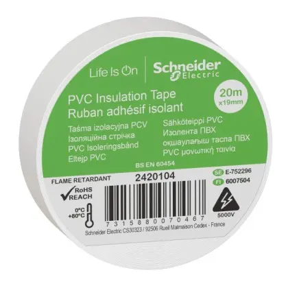 Изоляционная лента Schneider Electric 2420104 19ммх20м белая