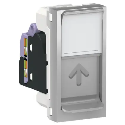 Одинарна комп'ютерна розетка Schneider Electric NU341430 RJ45 cat.6 UTP із полем для напису 1М (алюміній)