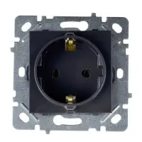 Розетка Nilson Selene антрацит 1-на з заземленням без рамки ( 23360417 )