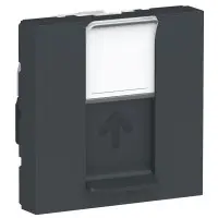 Одинарна комп'ютерна розетка Schneider Electric NU341754 RJ45 cat.6 STP із полем для напису 2М (антрацит)