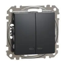 Двоклавішний вимикач Schneider Electric Sedna Design & Elements з підсвіткою чорний SDD114105L