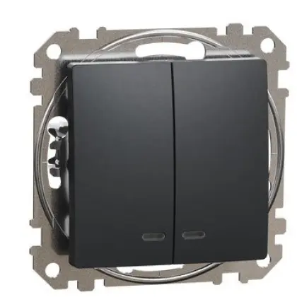 Двоклавішний вимикач Schneider Electric Sedna Design & Elements з підсвіткою чорний SDD114105L