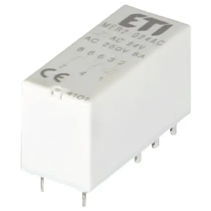 Миниатюрное электромеханическое реле ETI 002473033 MER2-024 AC 2p Миниатюрное электромеханическое реле ETI 002473033 MER2-024 AC 2p