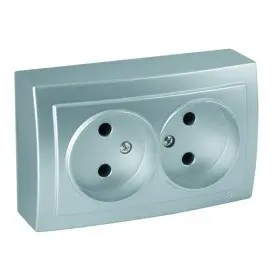 Розетка Nilson Themis срібло 2-на без заземлення ( 26131024 )