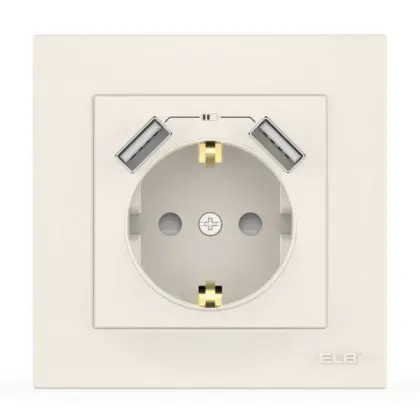 Розетка EL-BI VEGA белая 1-я с заземлением + 2USB ( 510-010200-317 ) Розетка EL-BI VEGA белая 1-я с заземлением + 2USB ( 510-010200-317 )