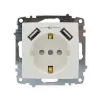 Розетка ZENA ELBI біла 1-на з заземленням + 2USB без рамки ( 609-010200-317 )