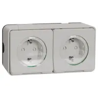 Накладна 2-місна розетка Schneider Electric MUR39035 із з/к та шторками IP55 (біла)