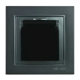 Розетка Nilson Thor антрацит 1-на з заземленням з кришкою ( 27161018 )