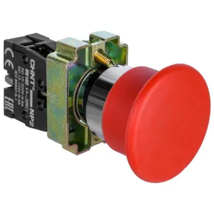 Кнопка грибок Chint Ø40мм с самовозвратом NP2-BC42 без подсветки красная 1NC IP40 (573974) Кнопка грибок Chint Ø40мм с самовозвратом NP2-BC42 без подсветки красная 1NC IP40 (573974)