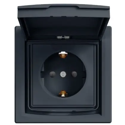 Розетка Schneider Electric Asfora EPH3100371 с заземлением и с шторками (антрацит) Розетка Schneider Electric Asfora EPH3100371 с заземлением и с шторками (антрацит)