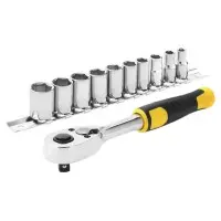 Набір торцевих головок Stanley STMT82671-0 1/2" з рукояткою та 10 дванадцятигранних торцевих головок Набір торцевих головок Stanley STMT82671-0 1/2" з рукояткою та 10 дванадцятигранних торцевих головок