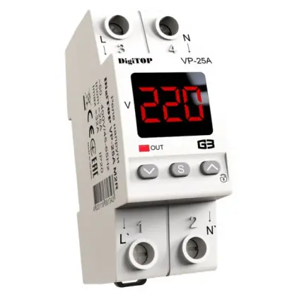 Реле напряжения DigiTOP VP-25A M2R (красный индикатор)