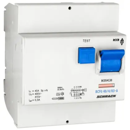УЗО Schrack BC054130 10кА 40А 300мА 3P+N тип A УЗО Schrack BC054130 10кА 40А 300мА 3P+N тип A