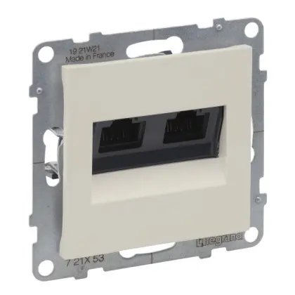 Двойная компьютерная розетка RJ45 Cat.6 UTP Legrand SUNO (слоновая кость) 721253