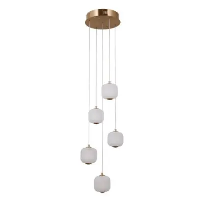 Підвісний світильник, люстра Italux PND-34362-5-HBR-OPAL Ganti LED 5x12W 3000K 1300Lm IP20 золотий