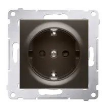 Одинарная электрическая розетка Kontakt Simon Simon 54 Premium DGSZ1Z.01/46 с заземлением Schuko со шторками (бронза)