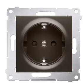 Одинарна електрична розетка Kontakt Simon Simon 54 Premium DGSZ1Z.01/46 із заземленням Schuko зі шторками (бронза)