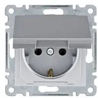 Розетка Hager WL1152 Lumina 16А/230В із з/к з кришкою (срібляста)