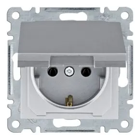 Розетка Hager WL1152 Lumina 16А/230В із з/к з кришкою (срібляста)