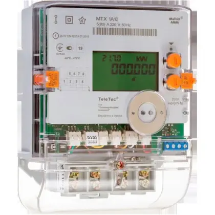 Многотарифный счетчик Teletec MTX 3R30.DG.4L3-LD4 А+R± 5(80)А Многотарифный счетчик Teletec MTX 3R30.DG.4L3-LD4 А+R± 5(80)А