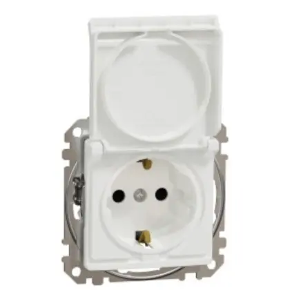 Розетка Schneider Electric Sedna Design & Elementsс заземлением шторками и крышкой белая SDD111024 Розетка Schneider Electric Sedna Design & Elementsс заземлением шторками и крышкой белая SDD111024