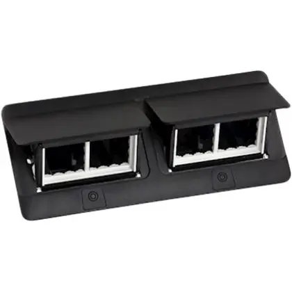 Лючок с выдвижным блоком розеток Legrand 654005 2х4М (черный) с монтажным комплектом Лючок с выдвижным блоком розеток Legrand 654005 2х4М (черный) с монтажным комплектом