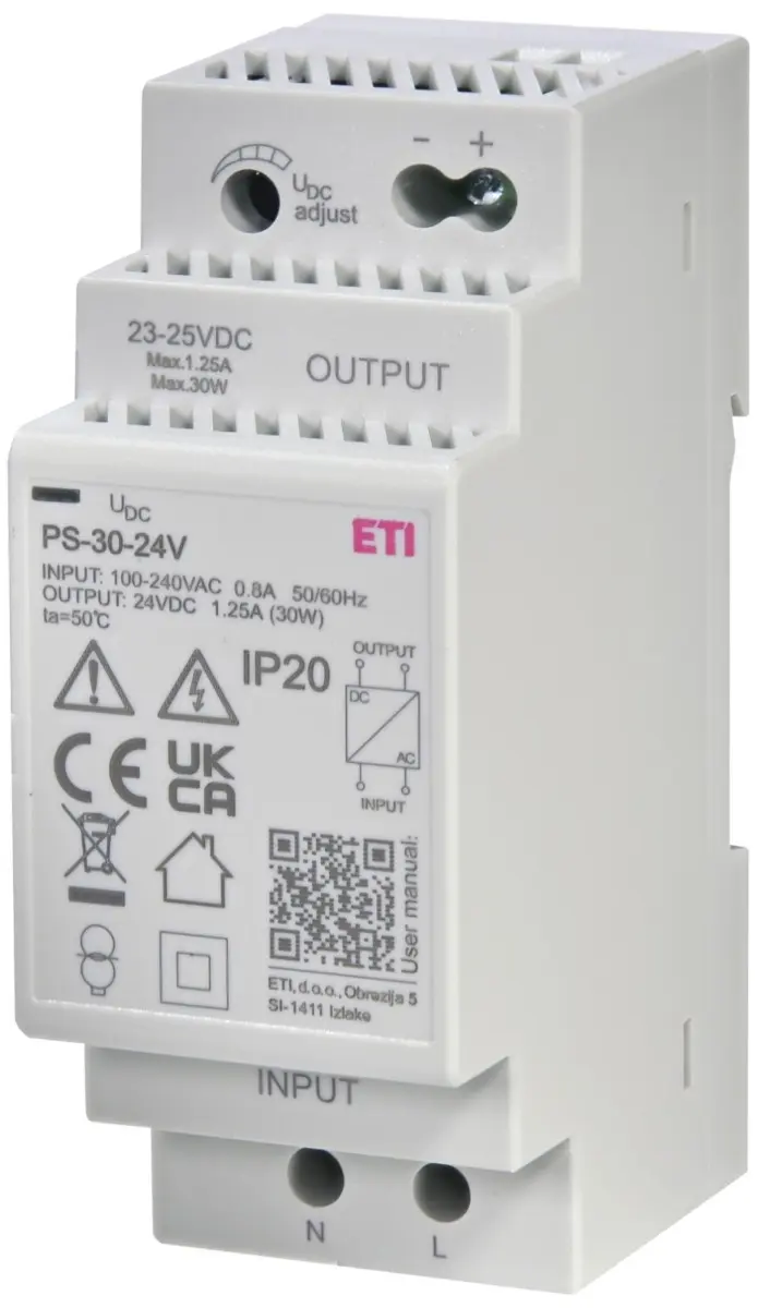 Джерело живлення ETI 002470133 PS-30-24 (Вхід: 100-250V AC; Вихід: 24V DC/30W/1 25A) Джерело живлення ETI 002470133 PS-30-24 (Вхід: 100-250V AC; Вихід: 24V DC/30W/1 25A)