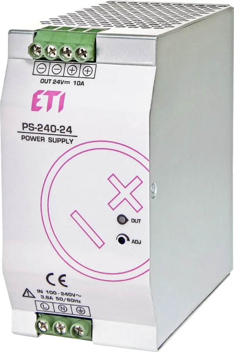 Источник питания ETI 004656683 PS-240-24 (Вход: 100-240V AC/140-340V DC; Выход: 24-28V DC/240W/10A)