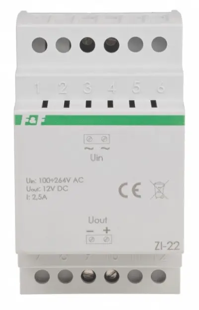 Джерело живлення F&F ZI-22 100-264В AC 2,5А OUT 12В DC 30 Вт Джерело живлення F&F ZI-22 100-264В AC 2,5А OUT 12В DC 30 Вт