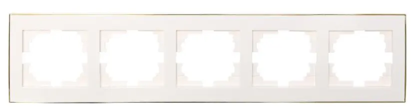 Пятиместная горизонтальная рамка Lezard Rain (703-0226-150) с боковой вставкой золото (белая)