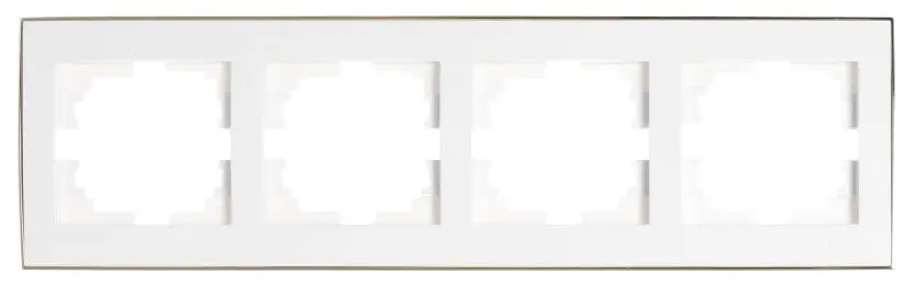 Четверной горизонтальная рамка Lezard Rain (703-0226-149) с боковой вставкой золото (белая) Четверной горизонтальная рамка Lezard Rain (703-0226-149) с боковой вставкой золото (белая)