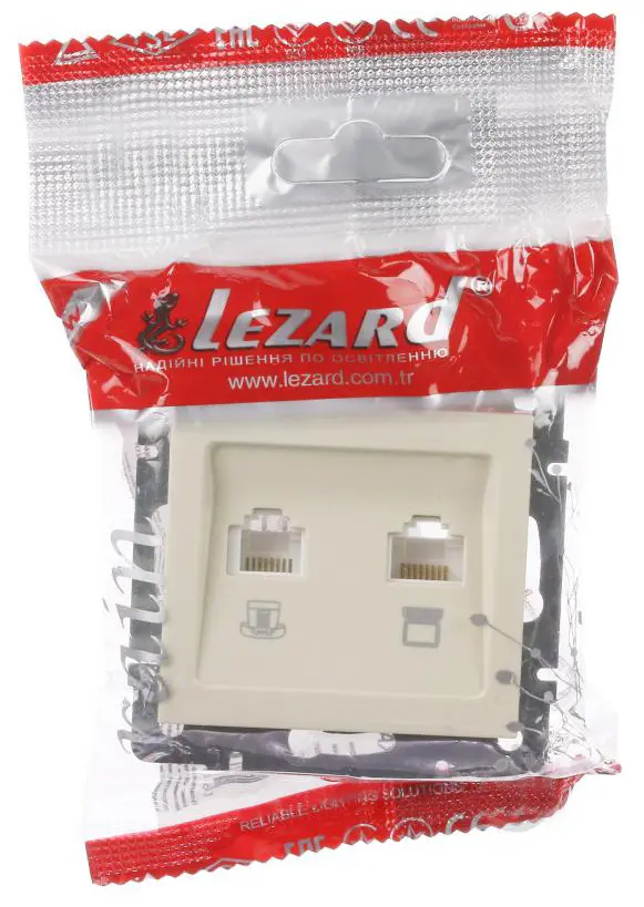 Компьютерно-телефонная розетка Lezard Rain (703-0388-143) (кремовая) - фото №3