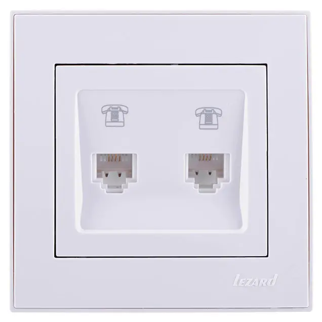 Подвійна телефонна розетка Lezard Rain (703-0288-138) (біла) - фото №3