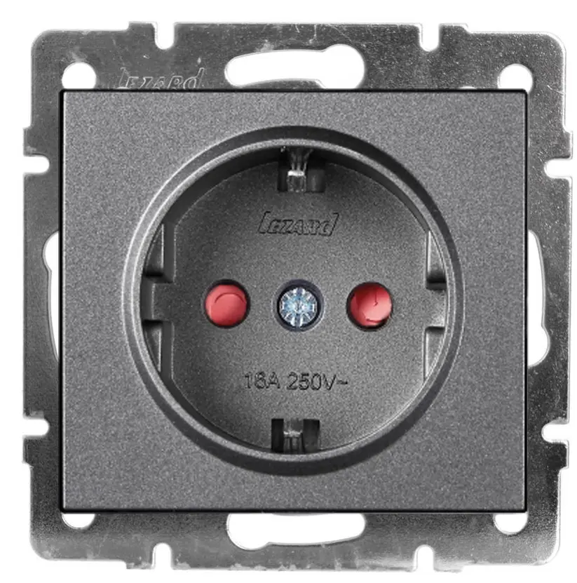 Розетка Lezard Rain (703-4288-124B) із захисними шторками із з/к ПБТ (антрацит)