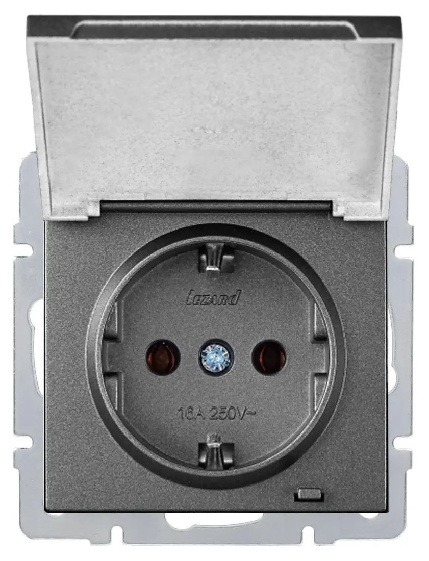 Розетка Lezard Rain (703-4288-123B) з кришкою із з/к ПБТ (антрацит)