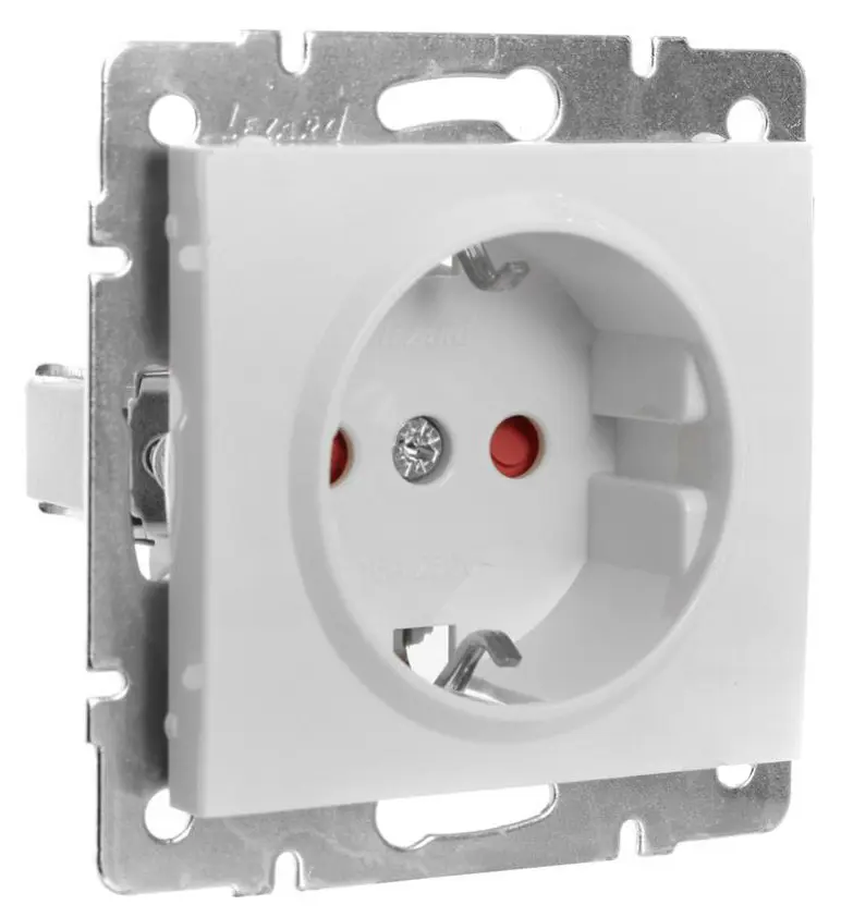 Розетка Lezard Rain (703-0288-124B) із захисними шторками дітей із з/к ПБТ (біла) - фото №1