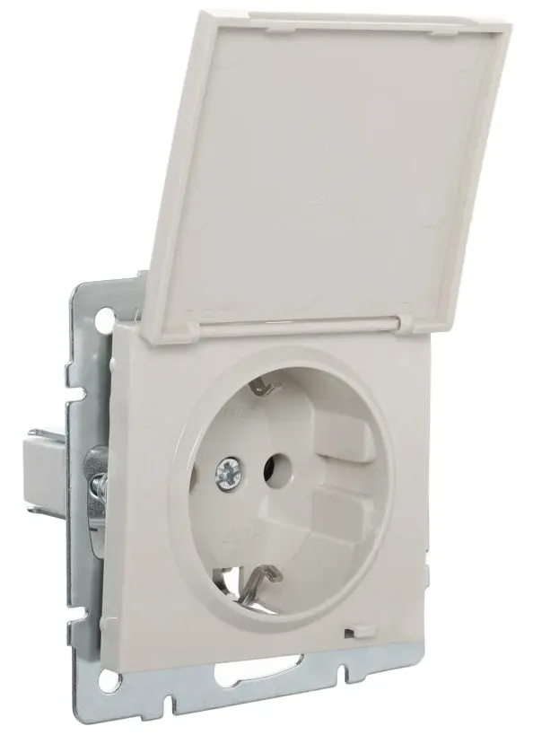 Розетка Lezard Rain (703-3088-123B) з кришкою із з/к ПБТ (перлово-білий перламутр) - фото №1