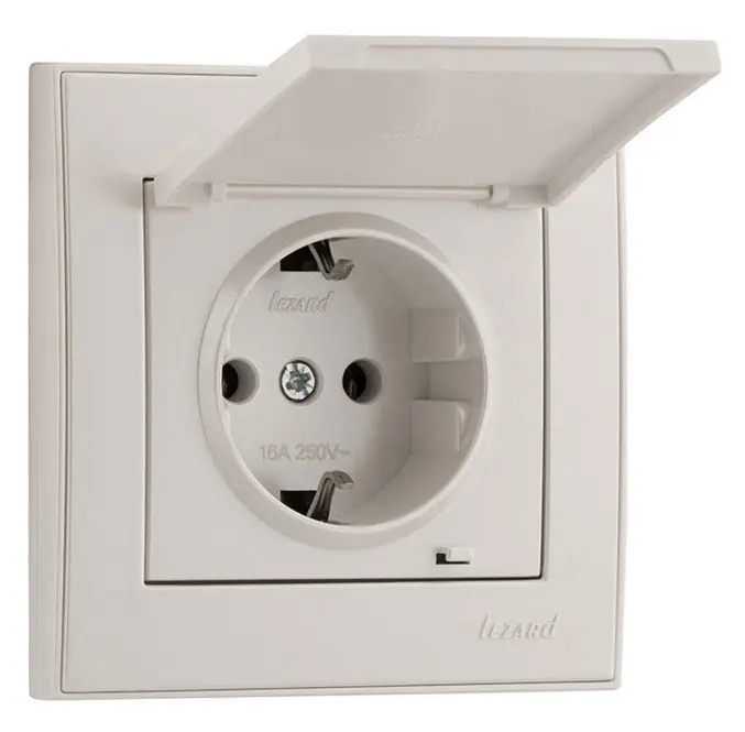 Розетка Lezard Rain (703-3088-123B) з кришкою із з/к ПБТ (перлово-білий перламутр) - фото №3