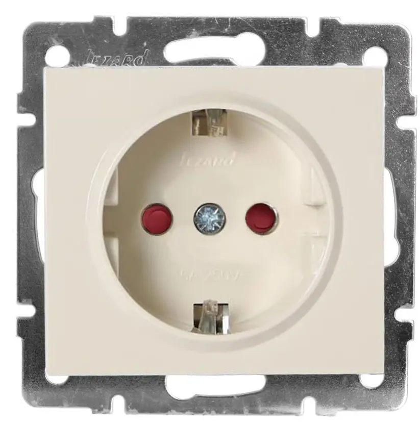 Розетка Lezard Rain (703-0388-124B) із захисними шторками дітей із з/к ПБТ (кремова)
